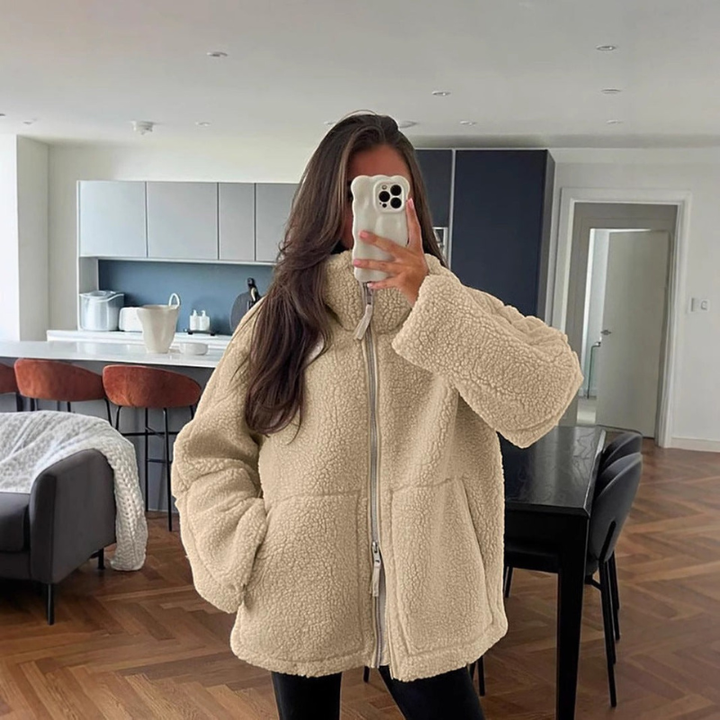 Fluffy Jacket Womens | High Collar Fluffy Style | Winter Clothing