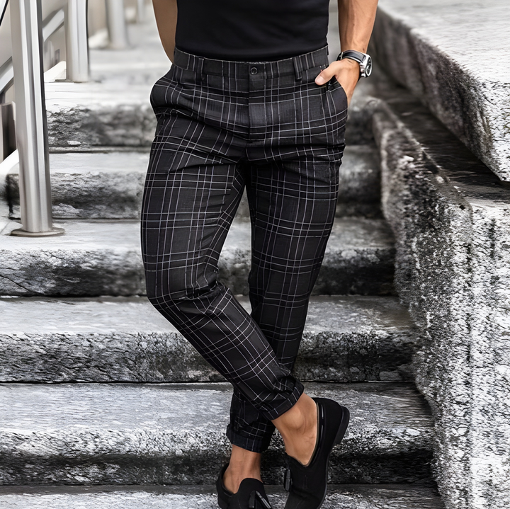 Men’s Checkered Trousers | Vintage Streetwear | Slim Fit & Mid Waist | Cotton & Polyester