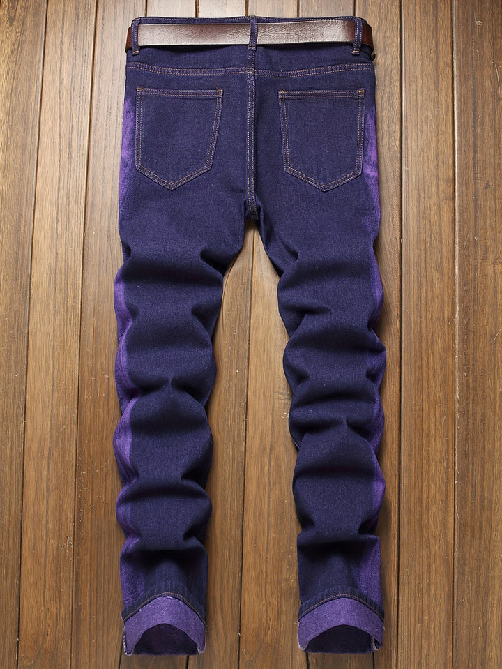 Men’s Jeans | Vertical Tie-Dye Design | Straight Fit | Modern Barrel Style