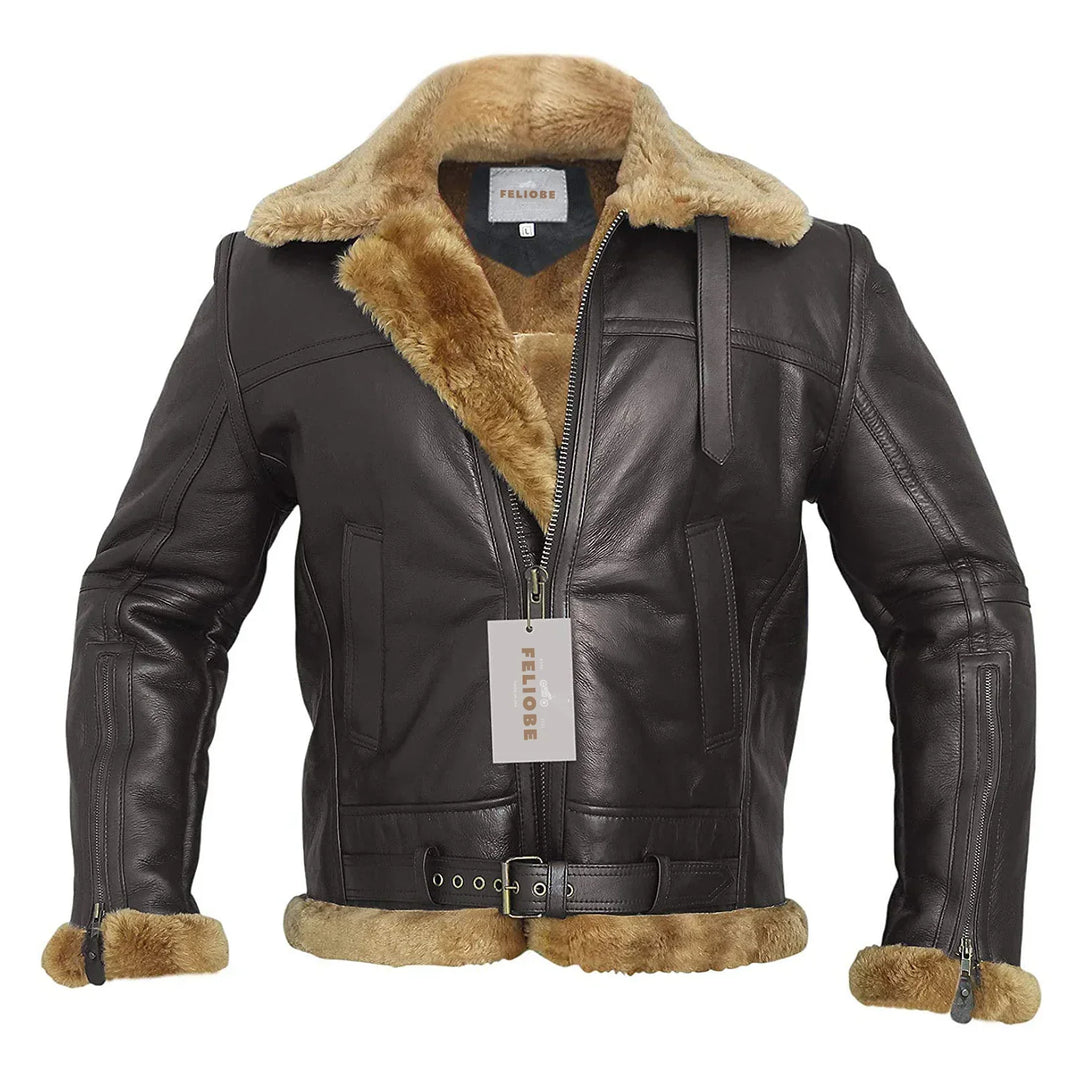 Men’s Bomber Jacket | Winter with Faux Fur Collar | Faux Leather | Oversized Fit