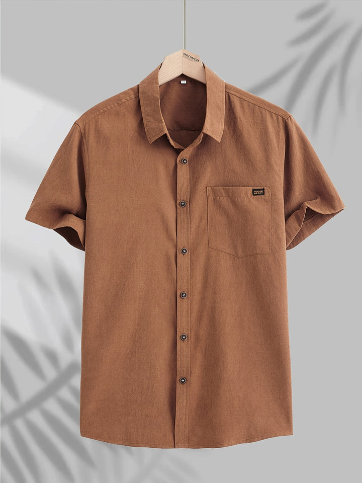 Men's Shirt | Solid Design | Short Sleeves & Button Closure | Polyester