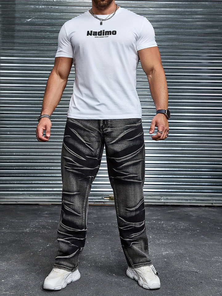 Men’s Jeans | Tie-Dye Print | Casual Cotton Blend | Plus Size | Straight Fit