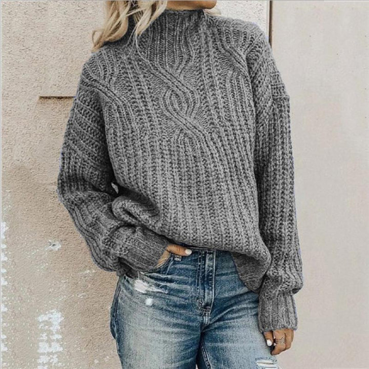 Women's Jumper | Turtleneck with Twisted Knit | Warm & Elegant | Polyester-Cotton