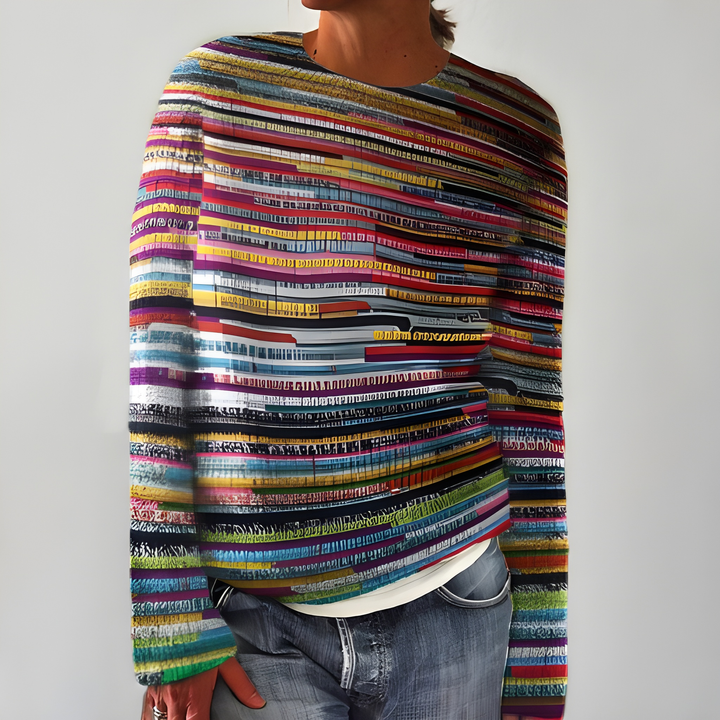 Women’s Knitted Sweater | Printed Design | O-Neck & Long Sleeves | Casual Winter Style