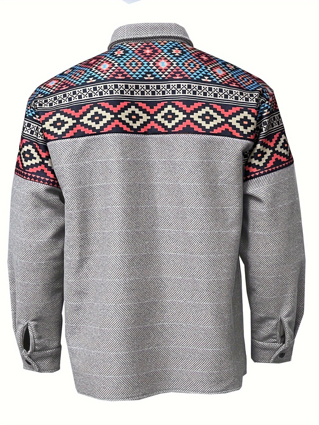 Men’s Casual Jacket | Geometric Patchwork | Revere Collar & Chest Pockets