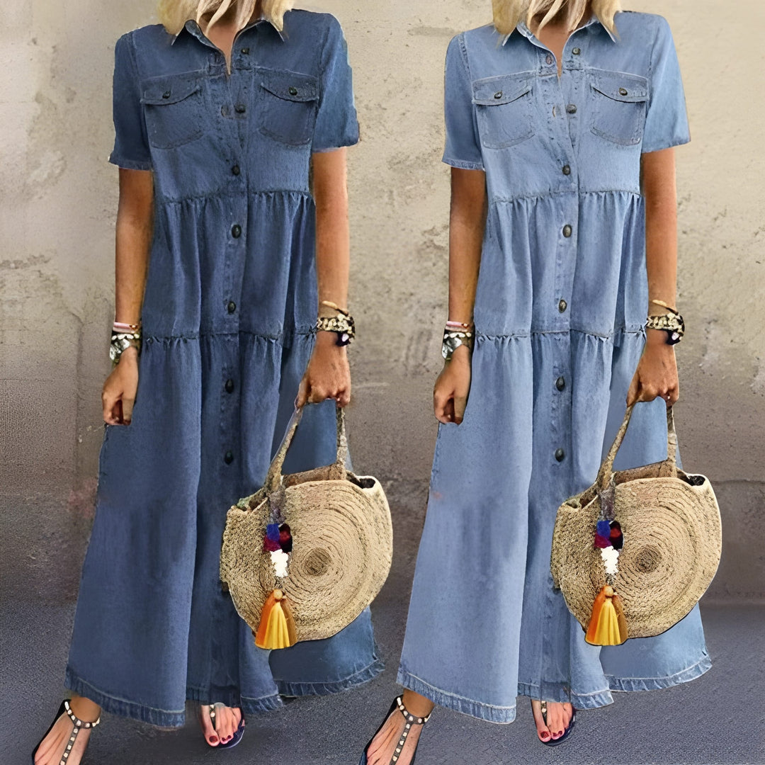 Women's Maxi Dress | V-Neck Boho Style | High Waist & Loose Fit | Polyester