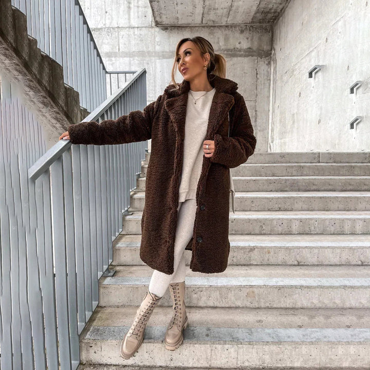 Women’s Jacket | Folded Collar Knit | Long Sleeve Single-Breasted