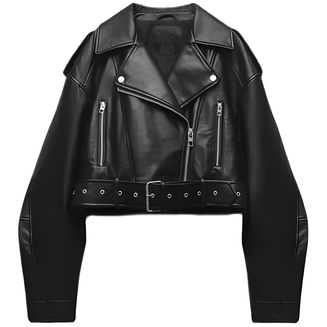 Women’s Jacket | Vintage Biker Style | Short & Belted