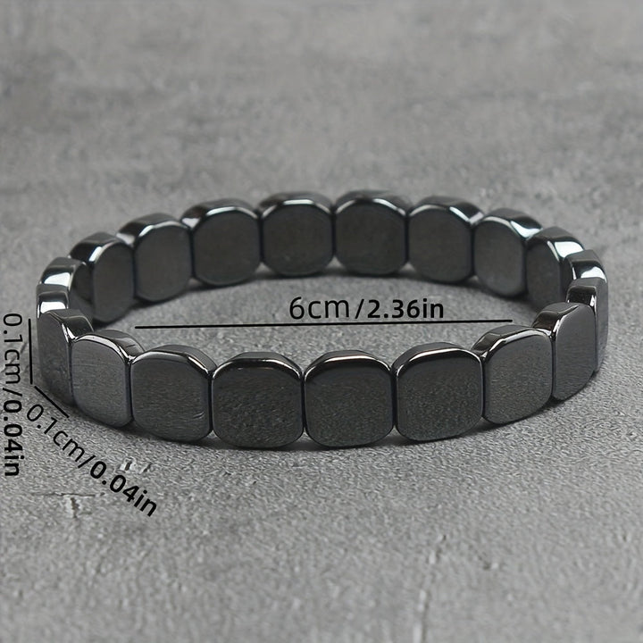 Men’s Bracelet | Square Black Stone | Retro & Elegant | Artificial Stone