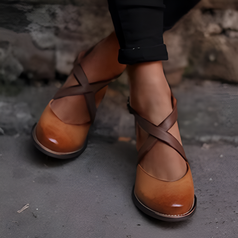 Women’s Sandals | High Heels Shoes | Closed-Toe Cross Strap Design