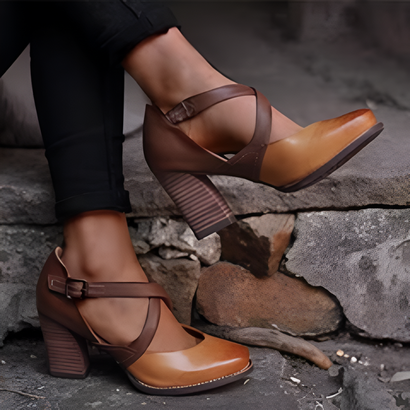 Women’s Sandals | High Heels Shoes | Closed-Toe Cross Strap Design