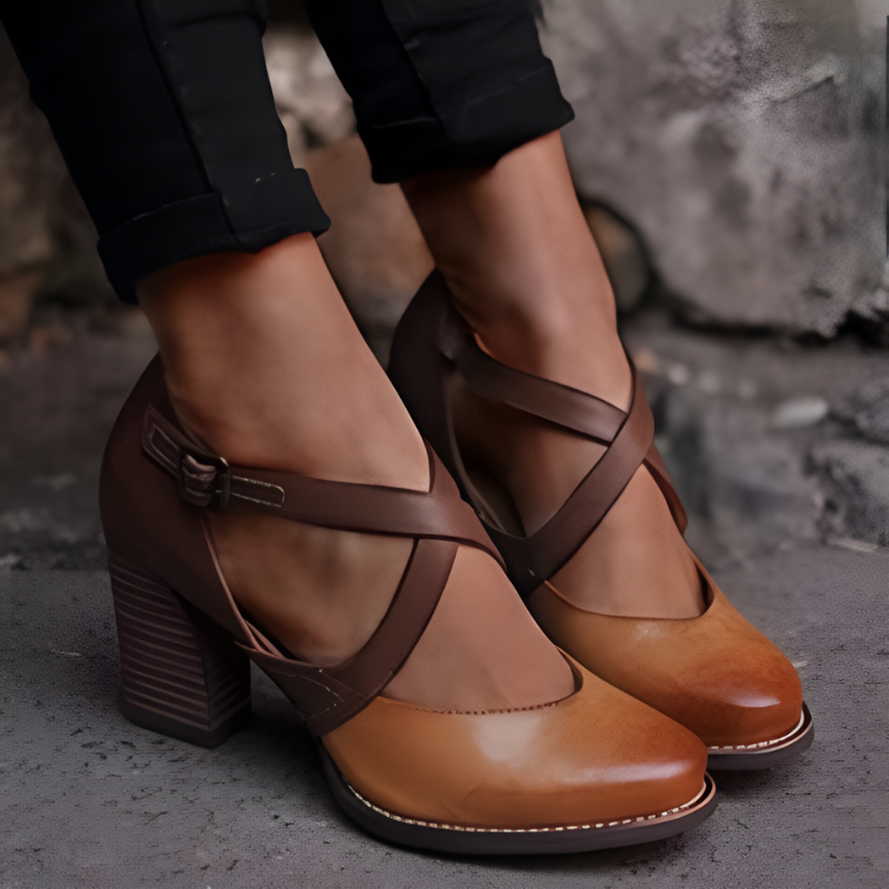 Women’s Sandals | High Heels Shoes | Closed-Toe Cross Strap Design