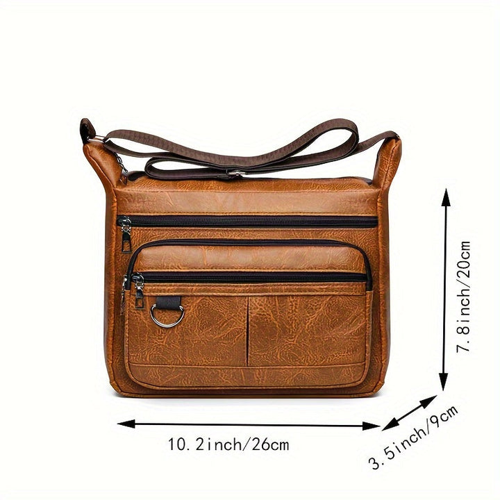 Men's Shoulder Bag | PU Leather | Large Capacity & Adjustable Strap | Casual Design