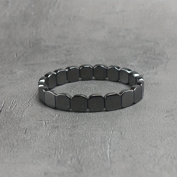 Men’s Bracelet | Square Black Stone | Retro & Elegant | Artificial Stone
