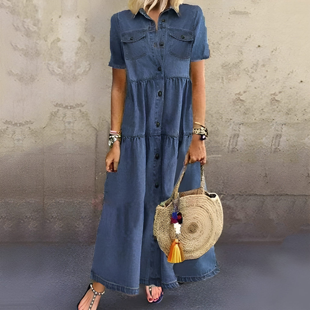 Women's Maxi Dress | V-Neck Boho Style | High Waist & Loose Fit | Polyester