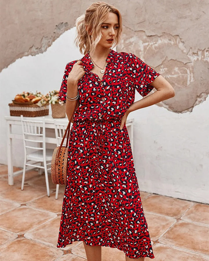 Women's Midi Dress | Summer Print | Lightweight & Breathable | Short Sleeves