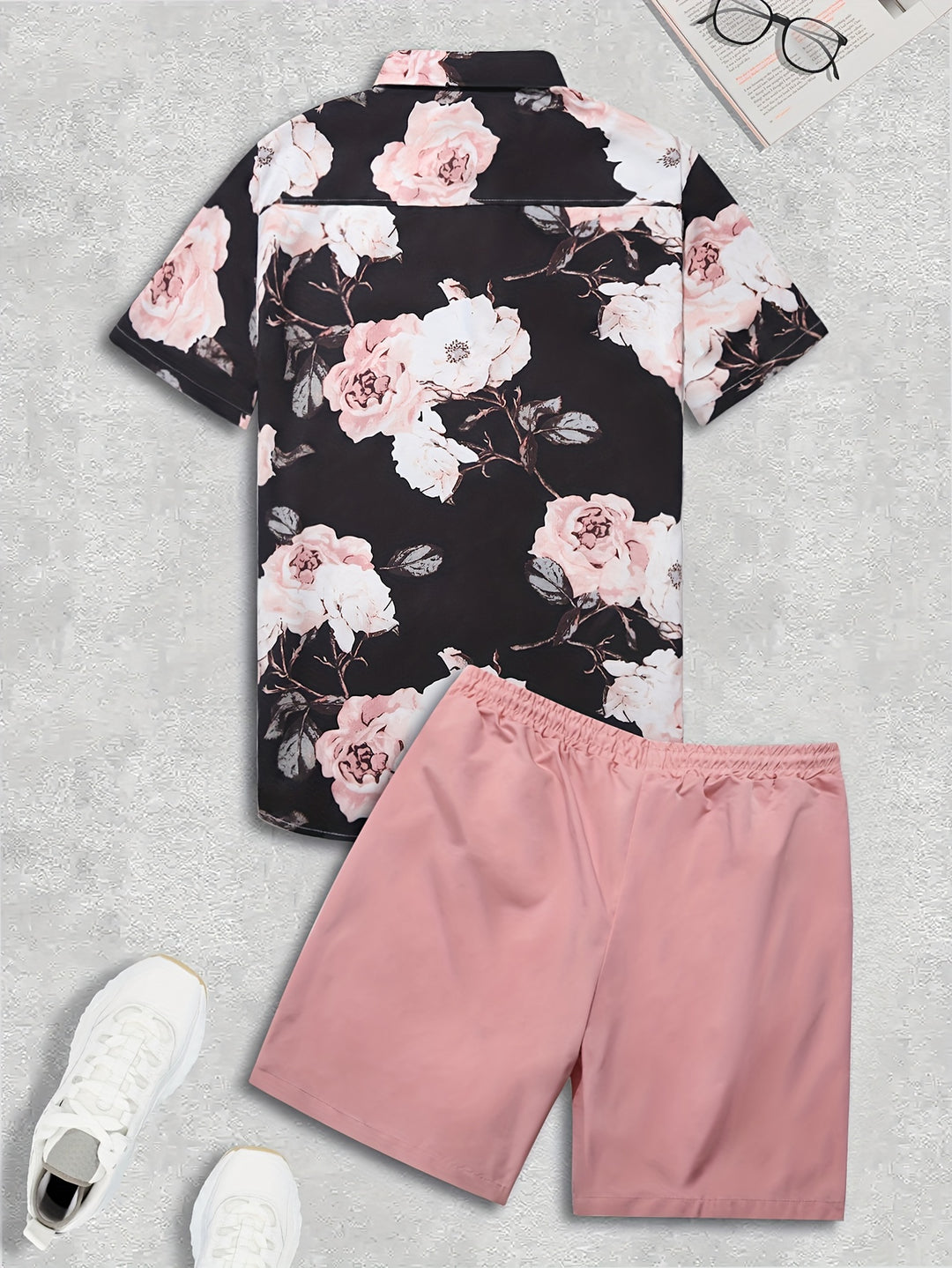 Men’s Summer Set | 2-Piece with Floral Print | Casual & Comfortable | Polyester