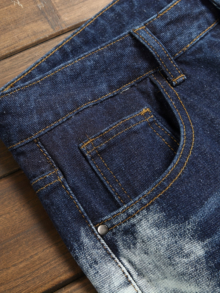 Men’s Jeans | Vertical Tie-Dye Design | Straight Fit | Modern Barrel Style