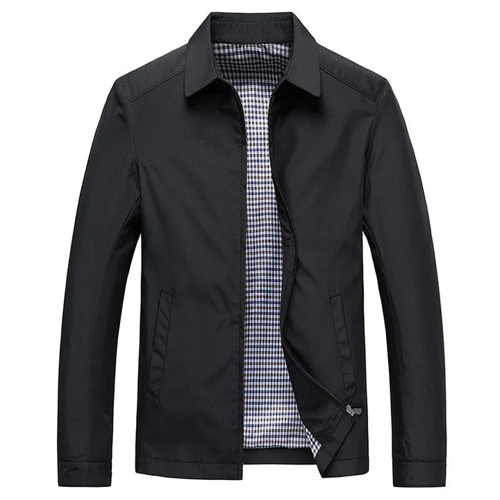Men’s Black Jacket | Turn-Down Collar | Lightweight Soft Fabric
