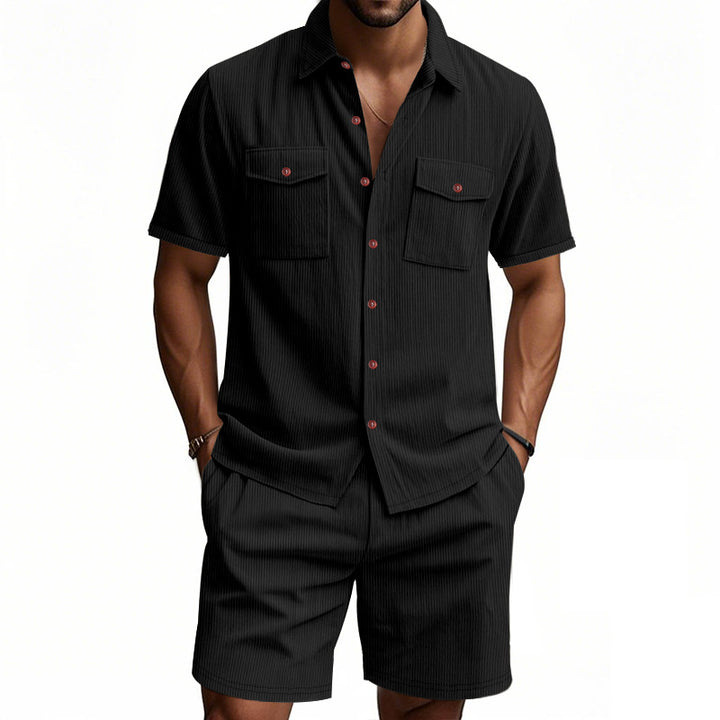 Men's Summer Set | Plain Colour Shirt & Shorts | Stylish & Breathable