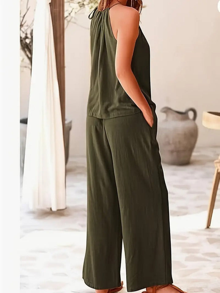 Women set | Sleeveless Top & Loose Shorts | Solid Colour & Summery | Light & Comfortable