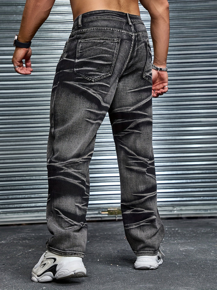 Men’s Jeans | Tie-Dye Print | Casual Cotton Blend | Plus Size | Straight Fit
