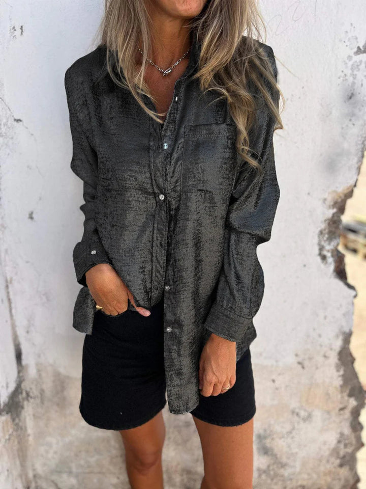 Ladies' Blouse | Suede-Like Fabric | Elegant Loose Fit | With Notched Collar