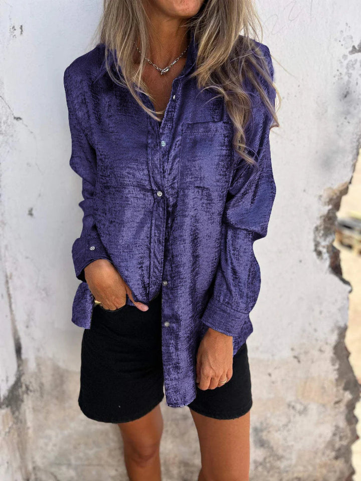 Ladies' Blouse | Suede-Like Fabric | Elegant Loose Fit | With Notched Collar