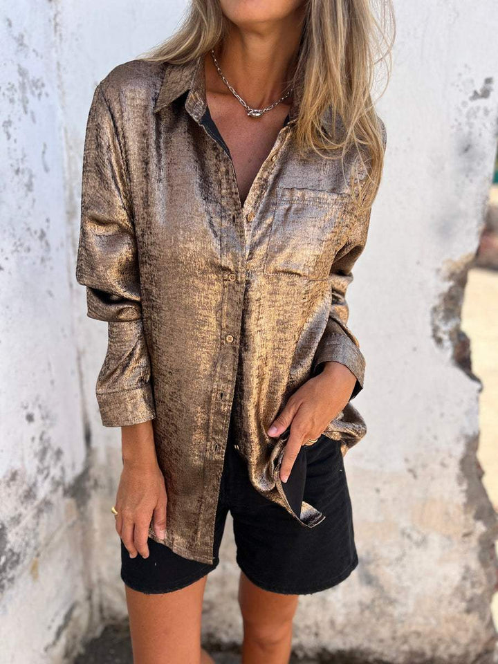 Ladies' Blouse | Suede-Like Fabric | Elegant Loose Fit | With Notched Collar