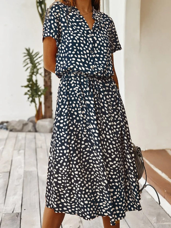Women's Midi Dress | Summer Print | Lightweight & Breathable | Short Sleeves