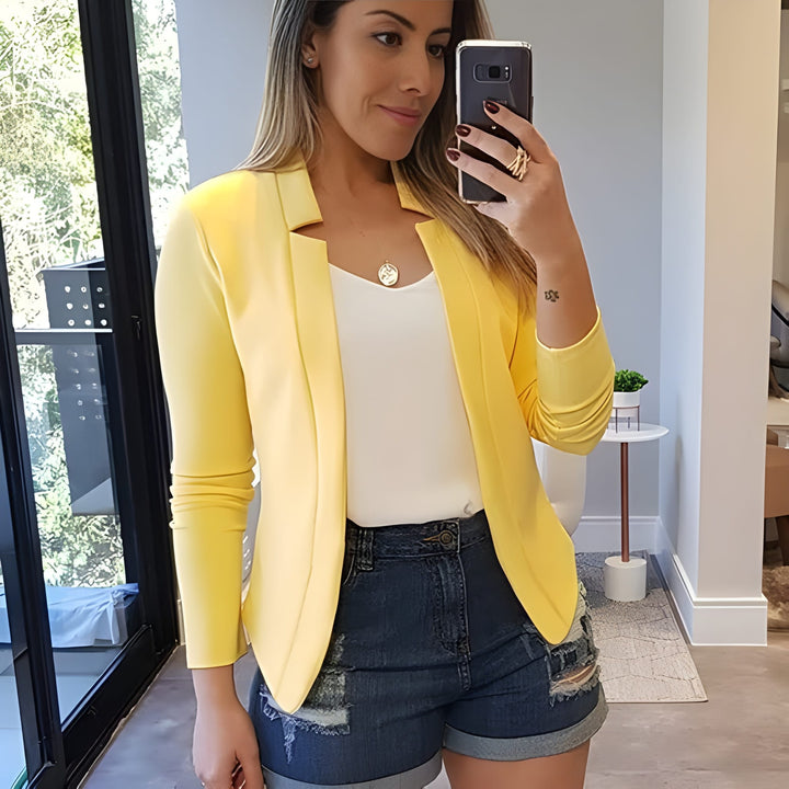 Women's Blazer | Slim Fit Open Front | Lightweight Office Jacket | Polyester