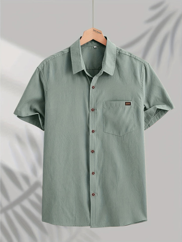Men's Shirt | Solid Design | Short Sleeves & Button Closure | Polyester