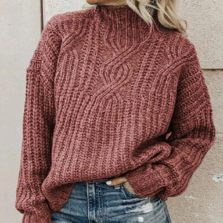 Women's Jumper | Turtleneck with Twisted Knit | Warm & Elegant | Polyester-Cotton