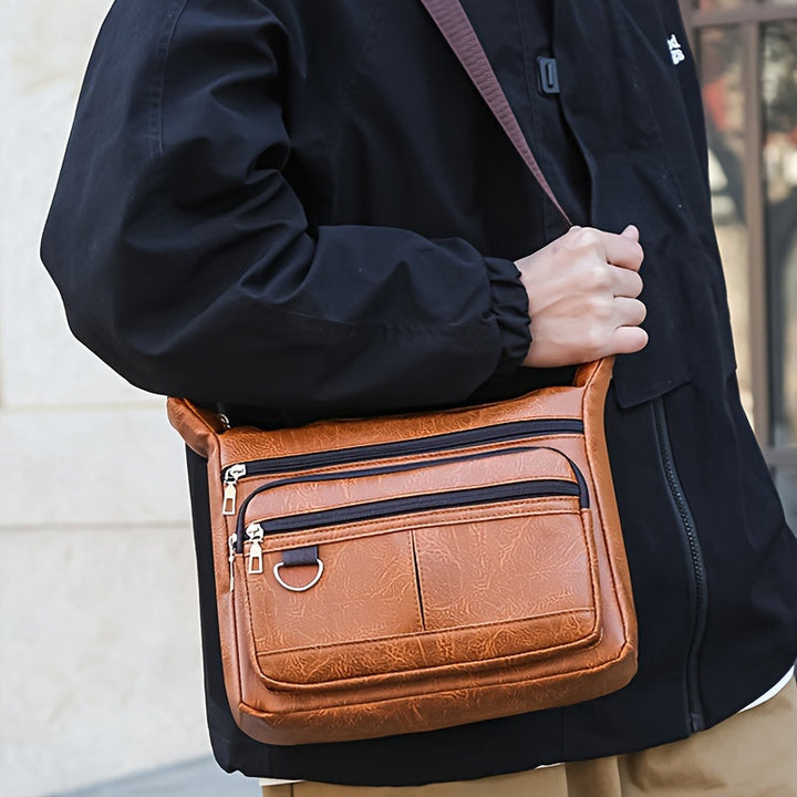 Men's Shoulder Bag | PU Leather | Large Capacity & Adjustable Strap | Casual Design