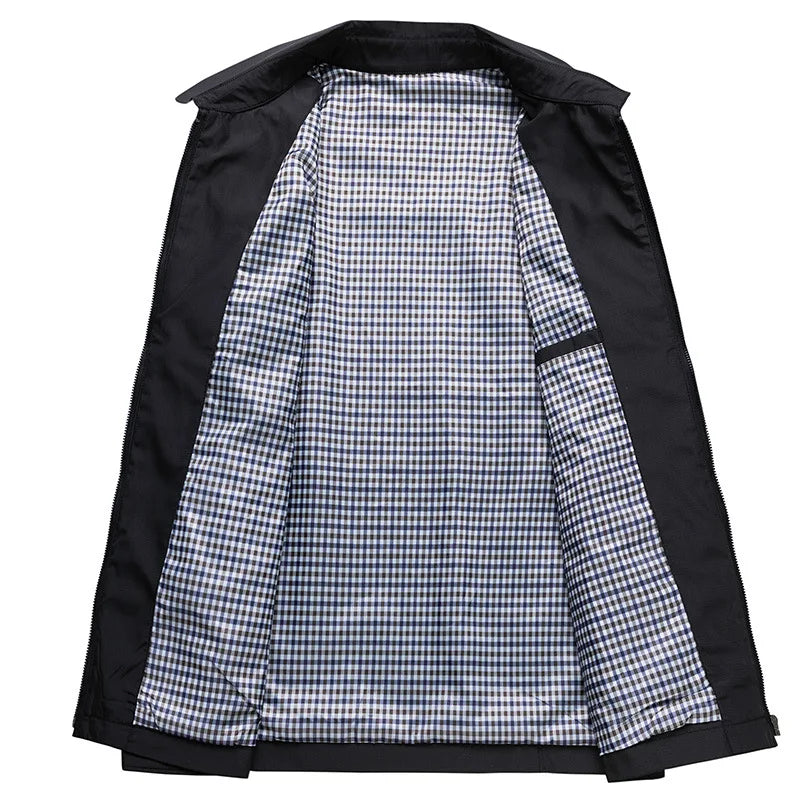 Men’s Black Jacket | Turn-Down Collar | Lightweight Soft Fabric