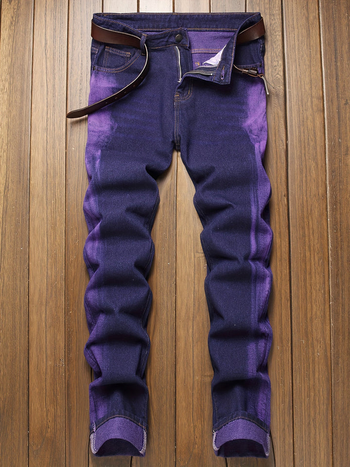Men’s Jeans | Vertical Tie-Dye Design | Straight Fit | Modern Barrel Style