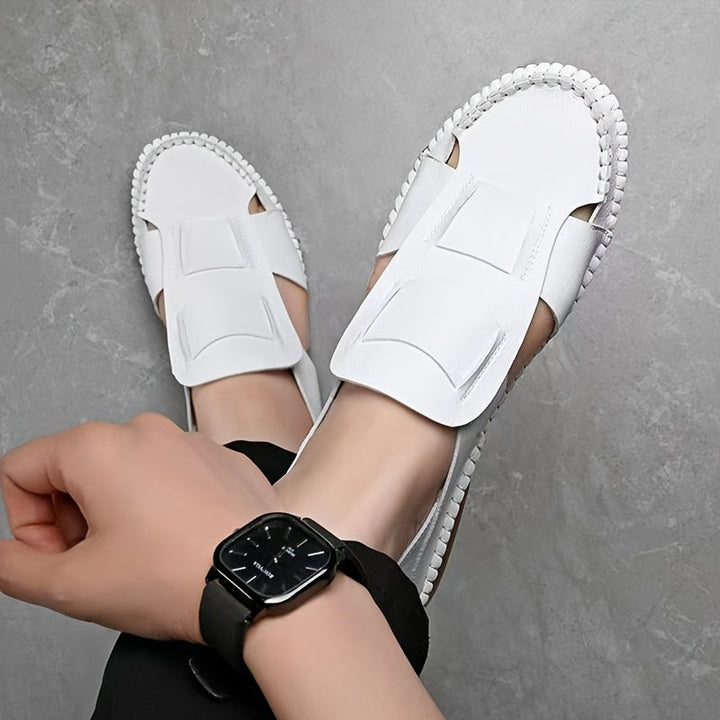 Men’s Sandals | Slip-On Street Style | Breathable & Non-Slip | Genuine Leather & Rubber