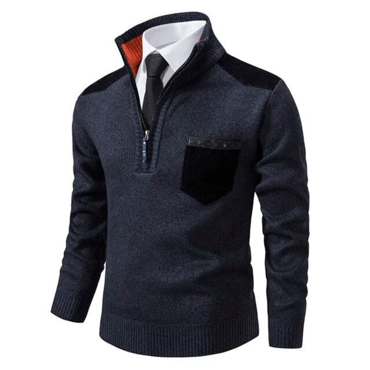 Men's Jumper | Turtleneck with Half-Zip | Fleece Lined