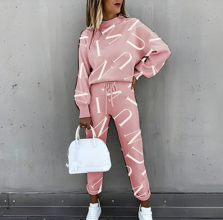 Women's Two-Piece Set | Printed Tracksuit | Long Sleeve Top & Pants | Casual & Trendy Loungewear