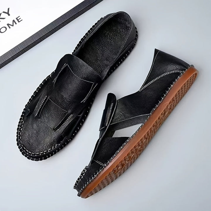 Men’s Sandals | Slip-On Street Style | Breathable & Non-Slip | Genuine Leather & Rubber