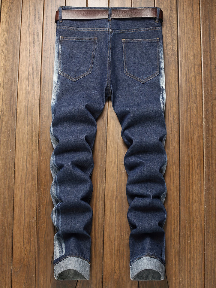 Men’s Jeans | Vertical Tie-Dye Design | Straight Fit | Modern Barrel Style