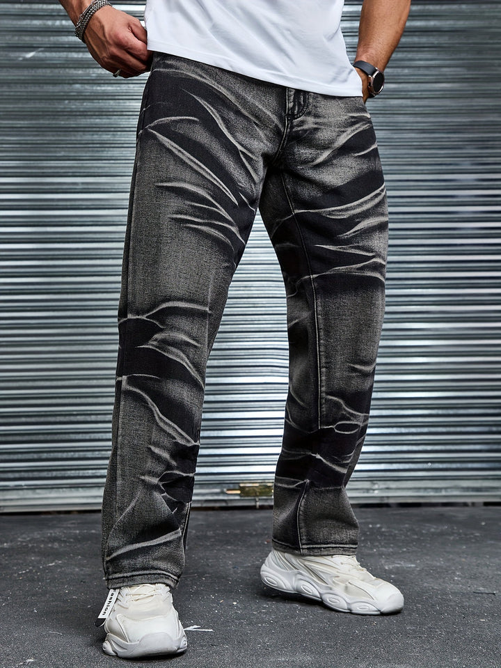 Men’s Jeans | Tie-Dye Print | Casual Cotton Blend | Plus Size | Straight Fit