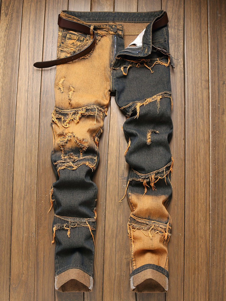 Men’s Jeans | Ripped & Patched Design | Street Style Trend | Ombre Denim