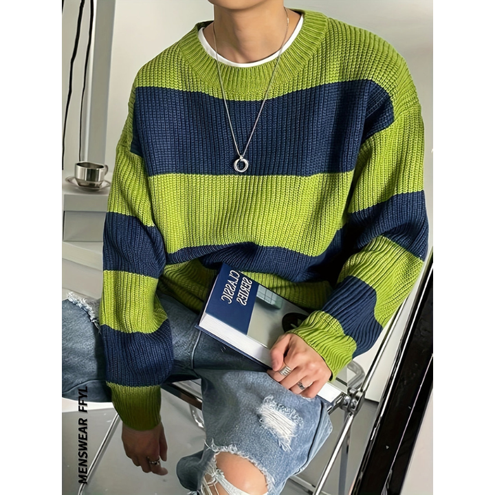 Men’s Sweatshirt | Striped Knitted Jumper | Winter Clothing