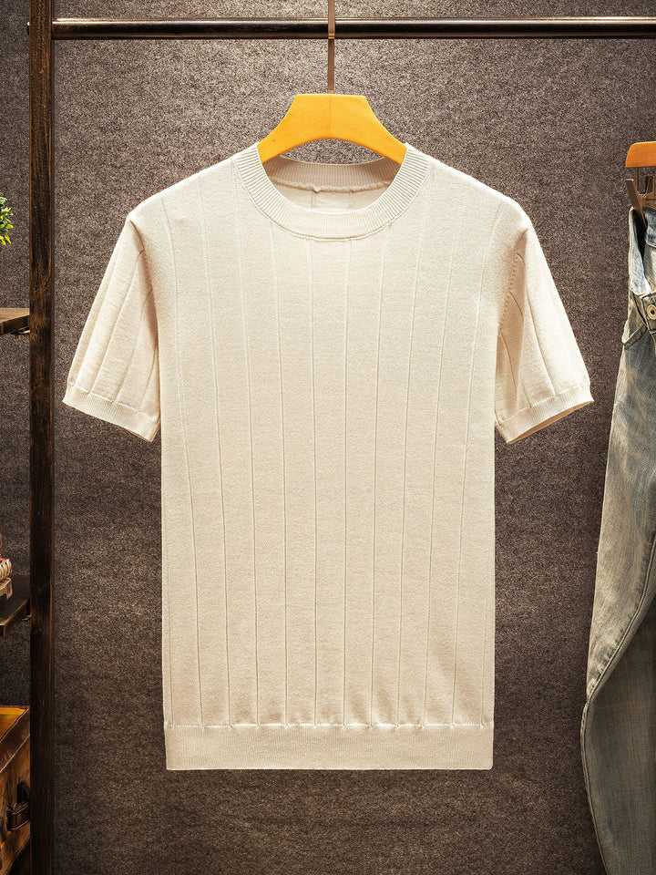 Men’s T-shirt | Striped Knit | Slim Fit & Breathable | Spring & Autumn