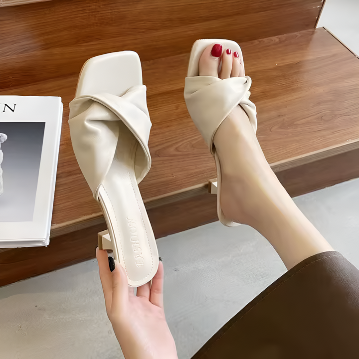 Ladies' Slip-On Sandals | Pointed Toe | Stiletto Heel & Bow | PU Sole
