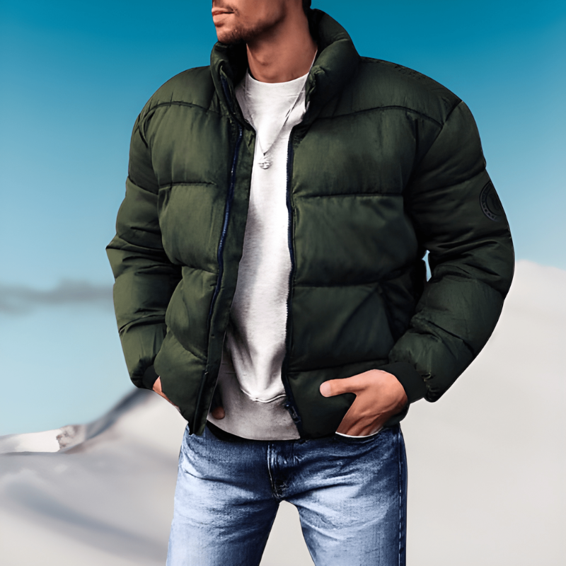 Men’s Winter Jacket | Thick Padded Stand Collar | Casual Outerwear