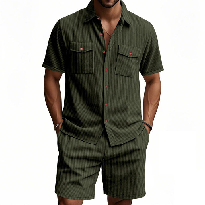 Men's Summer Set | Plain Colour Shirt & Shorts | Stylish & Breathable