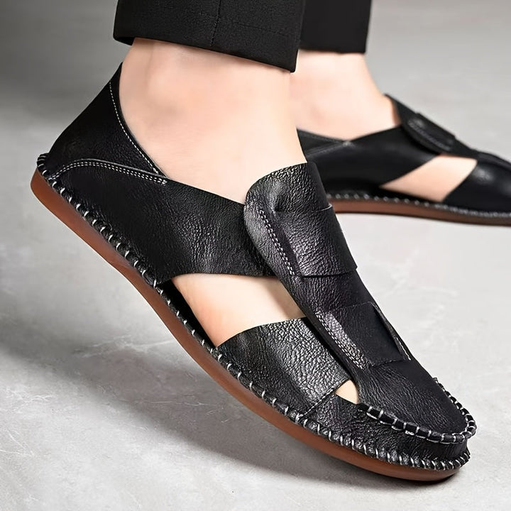 Men’s Sandals | Slip-On Street Style | Breathable & Non-Slip | Genuine Leather & Rubber
