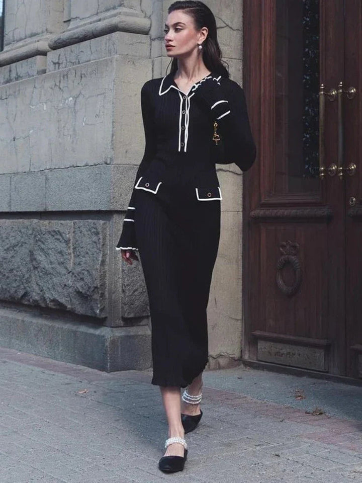 Women Maxi Dress | High-Waisted Ruffle Knit Dress | Womens Clothing